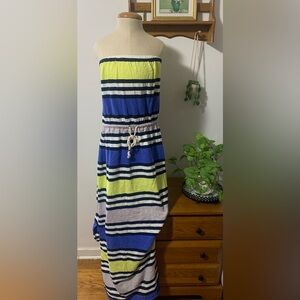 Gap Strapless Striped Maxi Dress Size L Perfect Beach Dress Sundress
